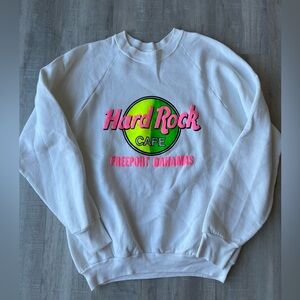 HARD ROCK CAFE White Unisex Sweatshirt with Pink and Green Logo Size Men’s Large